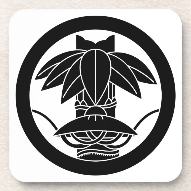Circle with Alternating Bamboo and Arrowroot Hat Beverage Coaster (Front)