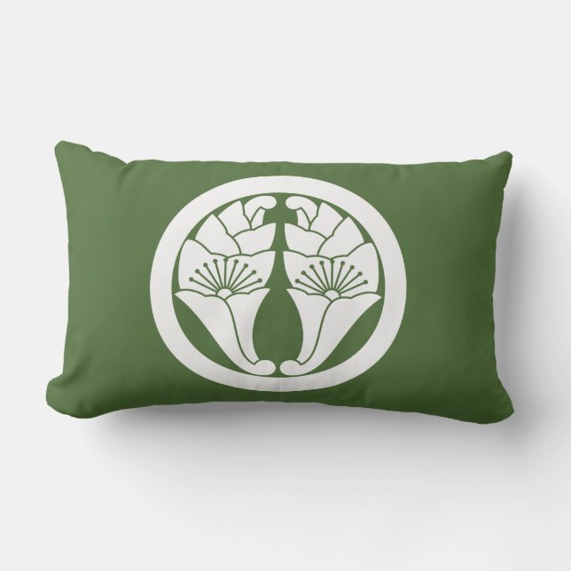 Circle with Embracing Apricot Leaves Lumbar Pillow (Front)