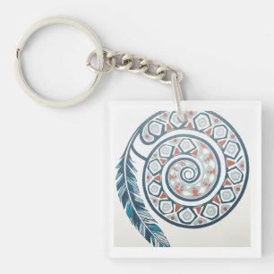 Circle With Feather Keychain