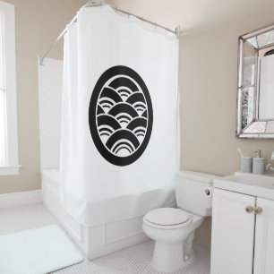 Circle with Seigaiha Shower Curtain