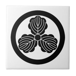 Circle with Three Oak Leaves Ceramic Tile