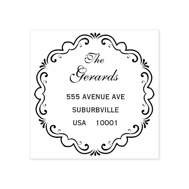 Circle Wreath Vintage Script Custom Rubber Stamp (Imprint)
