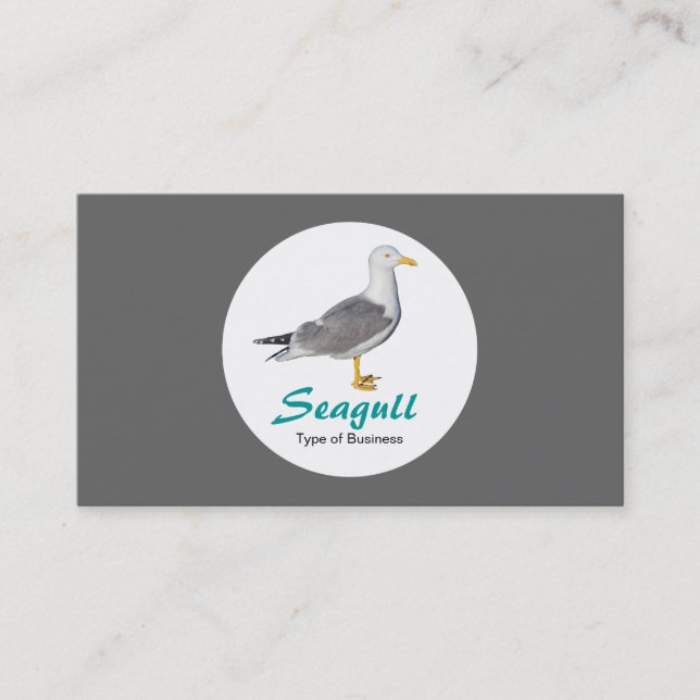 Circle - Yellow Legged Gull - Gray Business Card (Front)