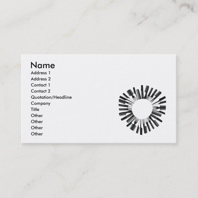 CircleCombs122410, Name, Address 1, Address 2, ... Business Card (Front)