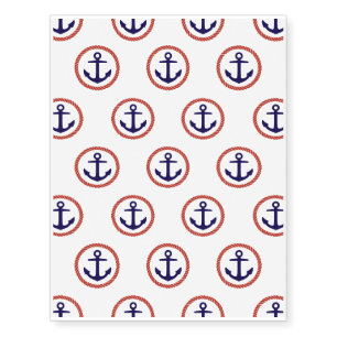 Circled Anchors Nautical Pattern Temporary Tattoos