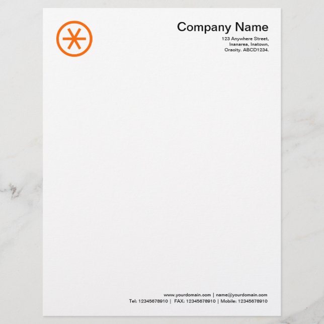 Circled Asterisk - Orange Letterhead (Front)