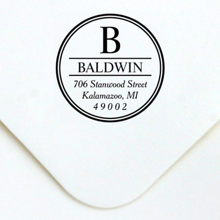 Circled Monogram Initial Return Address Self-inking Stamp