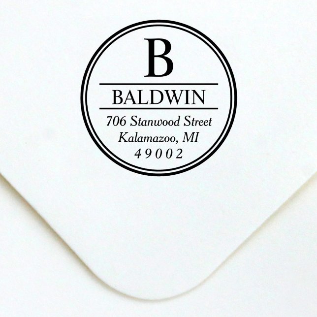 Circled Monogram Initial Return Address Self-inking Stamp (Creator Uploaded)