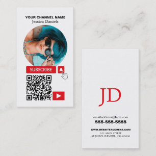 Circled Photo & QR Code, Youtube - Vlogger Business Card