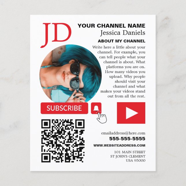 Circled Photo & QR Code, Youtube - Vlogger Flyer (Front)
