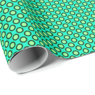 Circled polka dots, peacock and light green wrapping paper