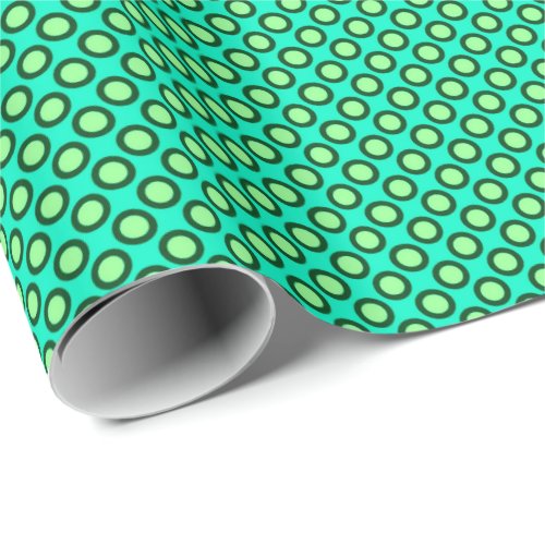 Circled polka dots peacock and light green wrapping paper