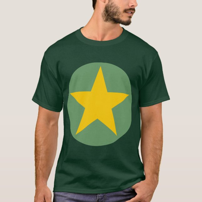 Circled Star - Amber with Army Green T-Shirt (Front)