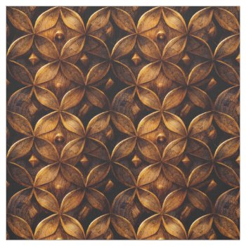 Circles And Leaves Wooden Tileable Pattern Fabric by Hakonart at Zazzle