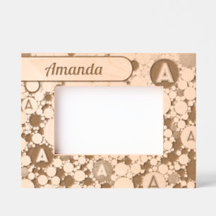 Circles and letters engraved frames
