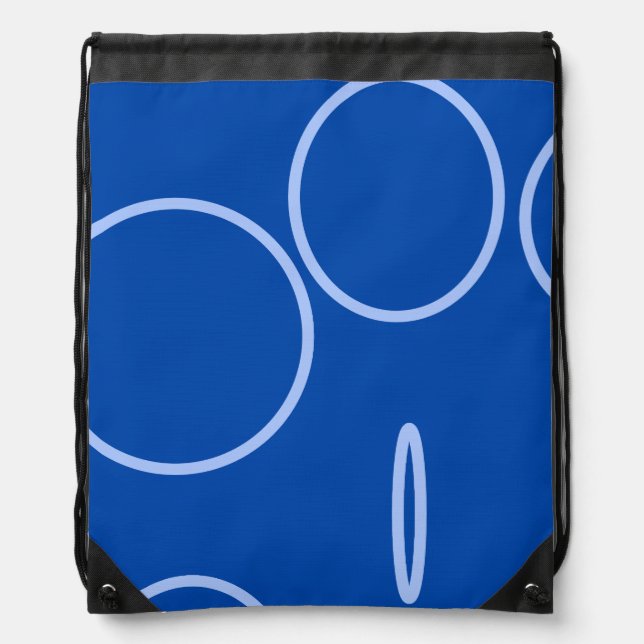 Circles and Loop on Blue Drawstring Bag (Front)