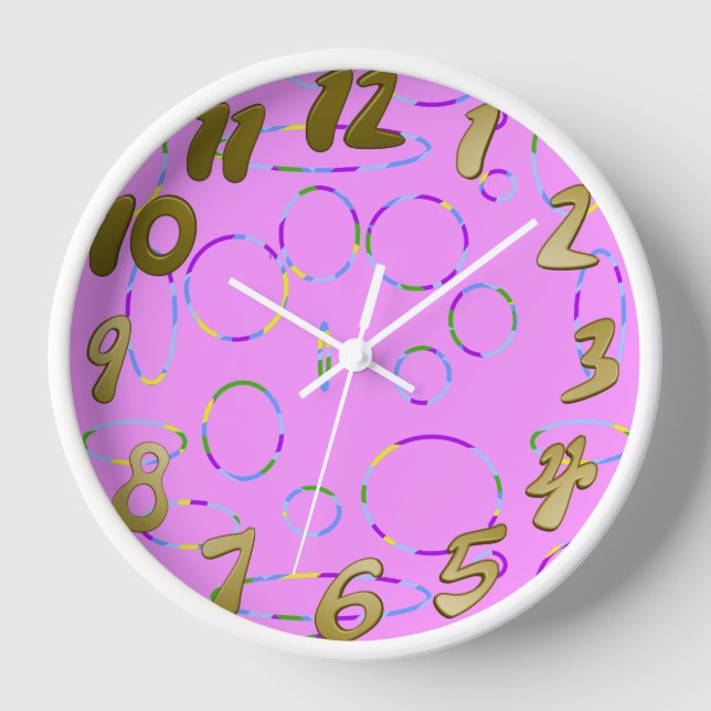 Circles and Loops Modern Pink Magenta  Clock (Front)