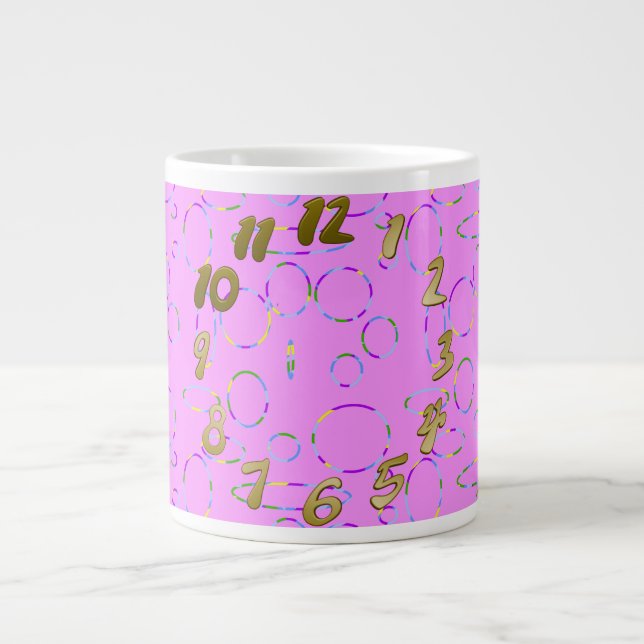 Circles and Loops Modern Pink Magenta Giant Coffee Mug (Front)