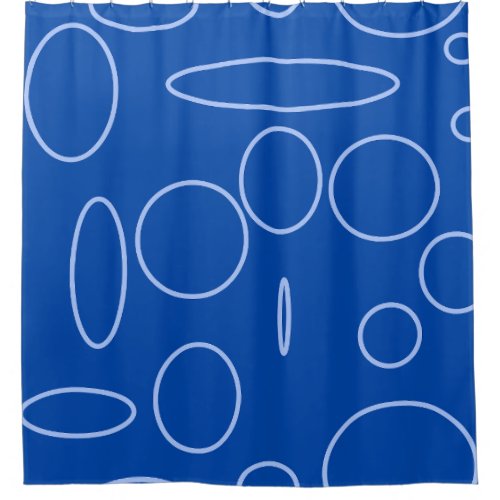 Circles and Loops on Blue Shower Curtain