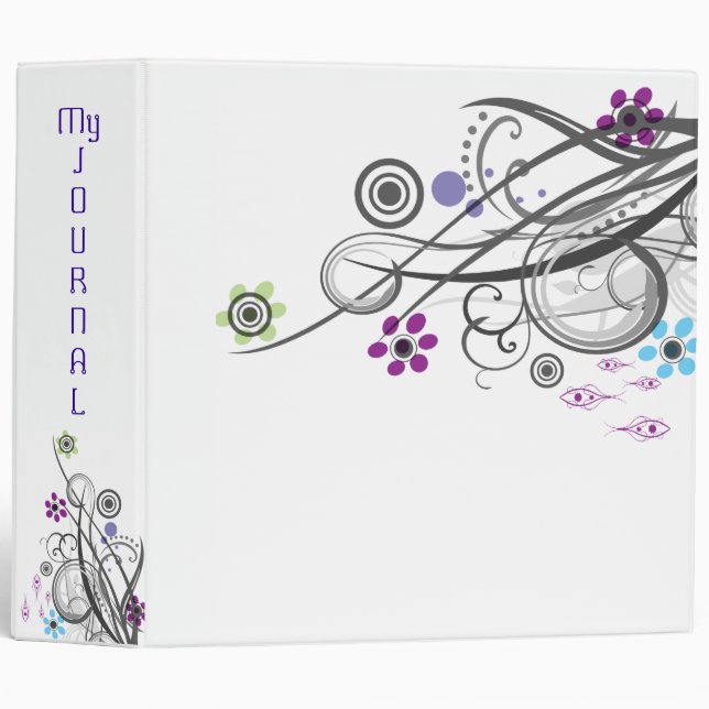Circles and Loops Retro My Journal Large Binder (Front/Spine)