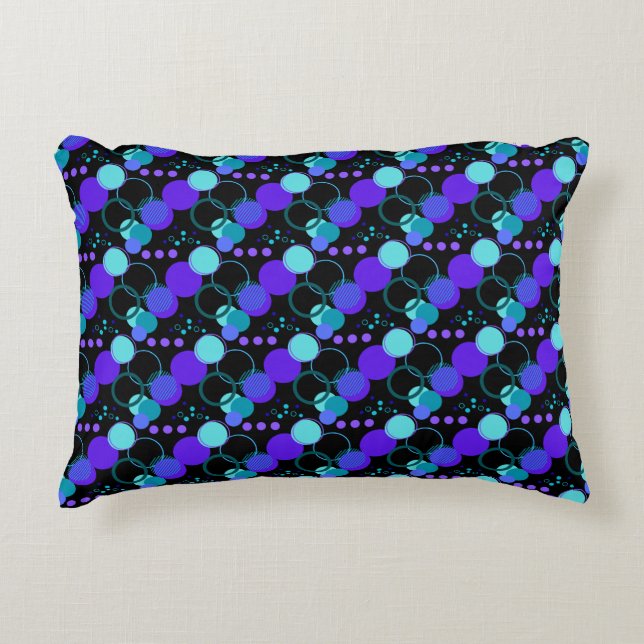 Circles and Round Shapes Pattern in Black Accent Pillow (Front)