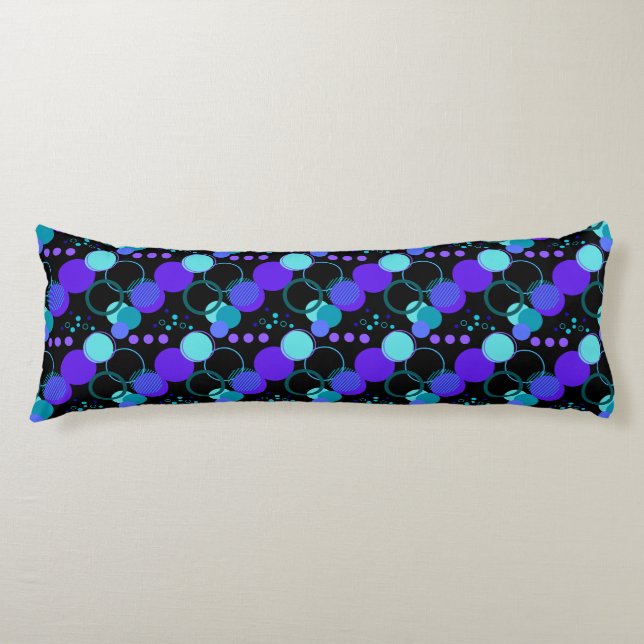 Circles and Round Shapes Pattern in Black Body Pillow (Front)