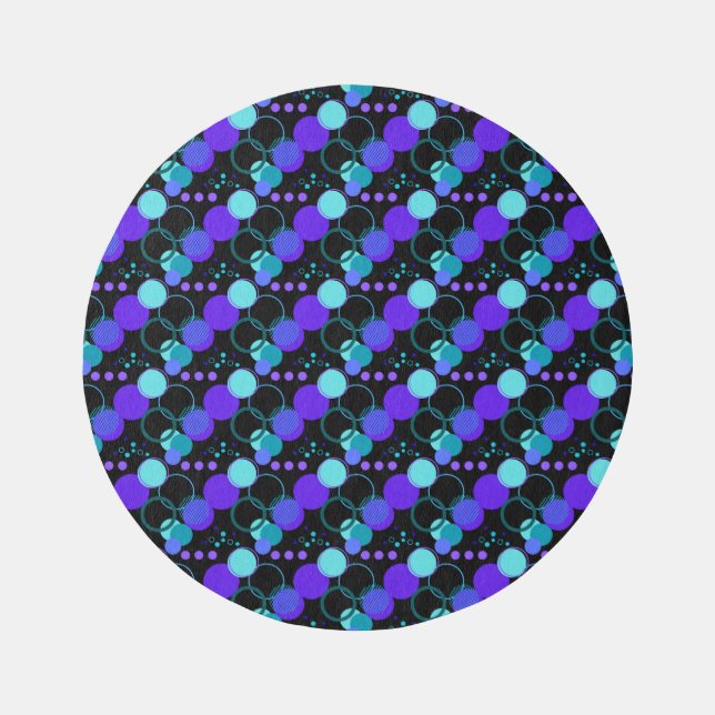 Circles and Round Shapes Pattern in Black Rug (Front)