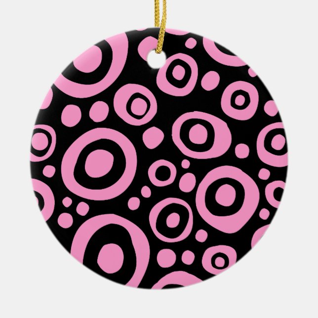 Circles and Spots 02 - Pink Ceramic Ornament (Front)