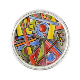 Circles And Squares-Modern Bauhaus Geometric Art Pin