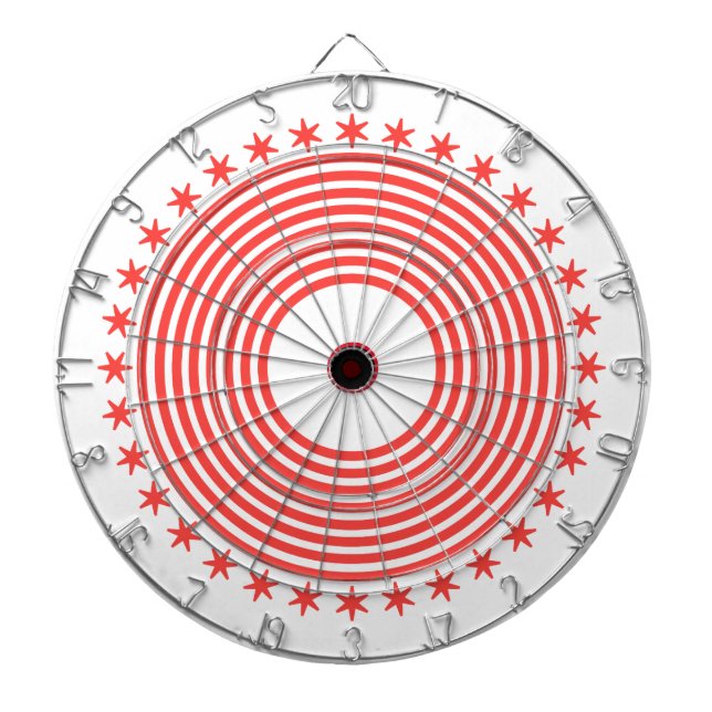 Circles And Stars Bulls Eye Game Night Dart Board (Front)