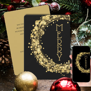Circles and Stars on Black Christmas Non-Photo Holiday Card