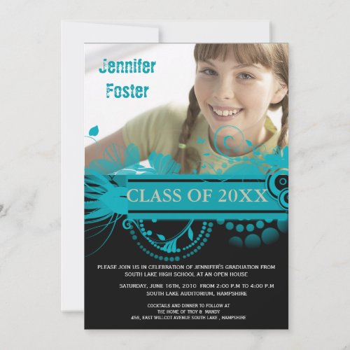 Circles and Swirls _ Photo graduation party invite