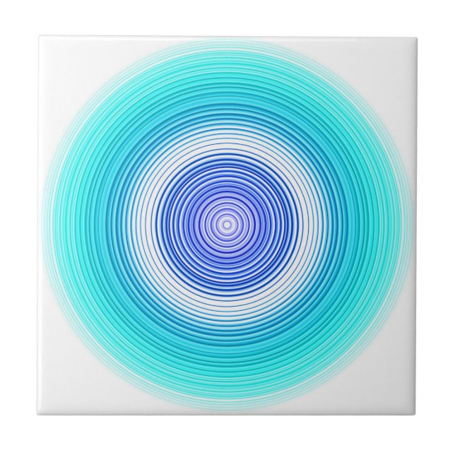 Circles - aqua teal turquoise cyan blue ceramic tile (Front)