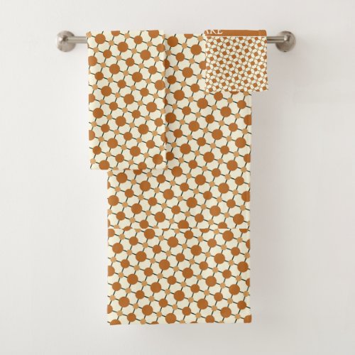 Circles Beige Orange Minimal Pattern Bath Towel Set