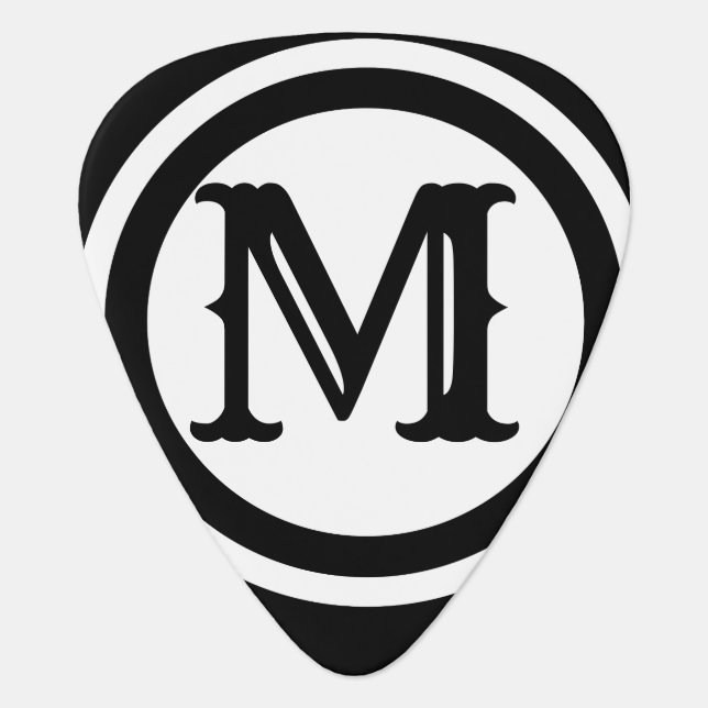 Circles Black and White Monogram Guitar Pick (Front)