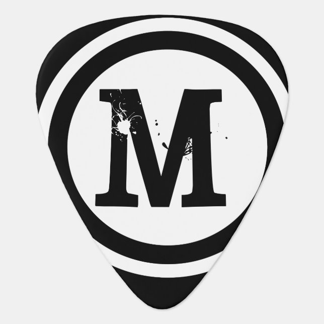 Circles Black and White Monogram Guitar Pick (Front)