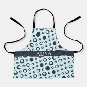 Circles Blue Black Minimal Pattern Apron