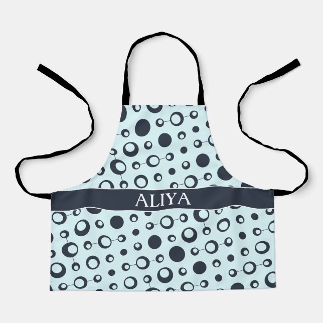 Circles Blue Black Minimal Pattern Apron (Front)