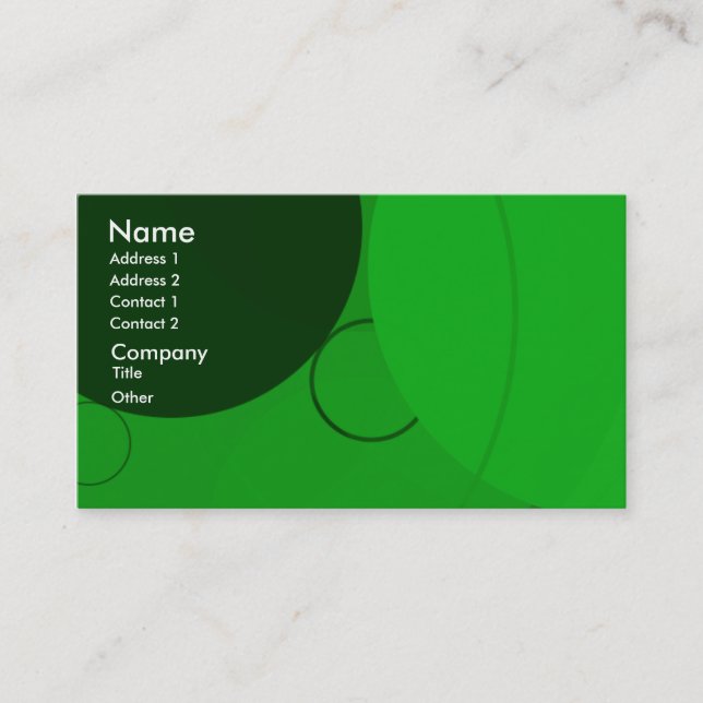 Circles Bright Green Background Business Card (Front)