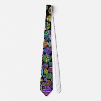 Circles Colorful Patterns on Black Tie