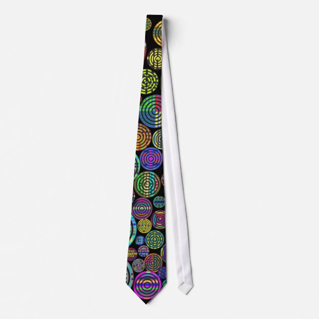 Circles Colorful Patterns on Black Tie (Front)