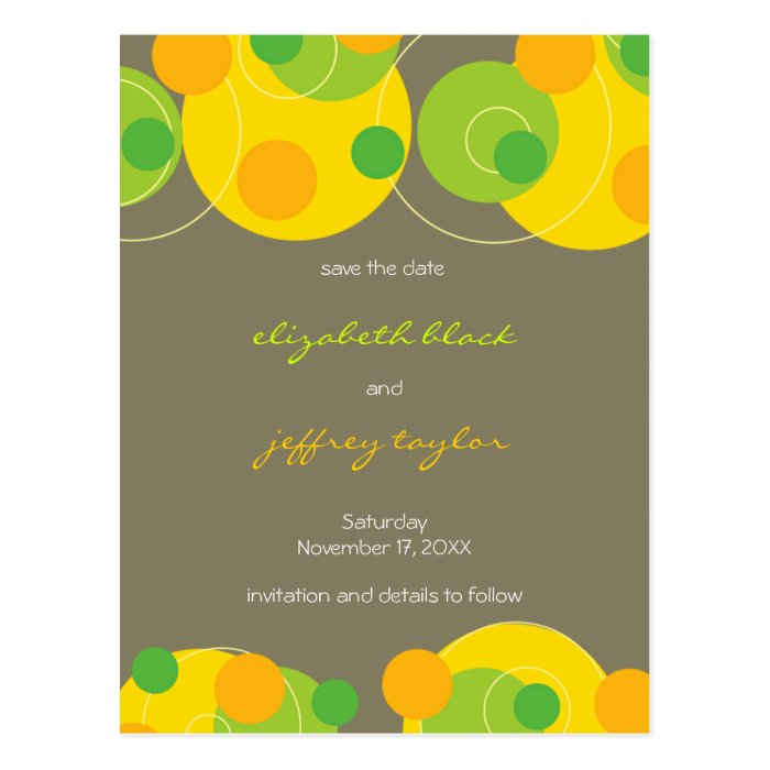 Circles + Dots Citrus Save The Date Postcard