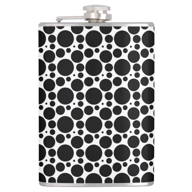 Circles & Dots in 7 Sizes: Repeating Black & White Flask (Front)
