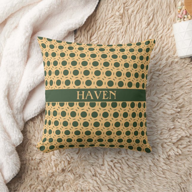 Circles Green Yellow Minimal Pattern Throw Pillow (Blanket)
