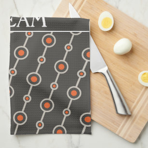 Circles Grey Orange Minimal Pattern Kitchen Towel