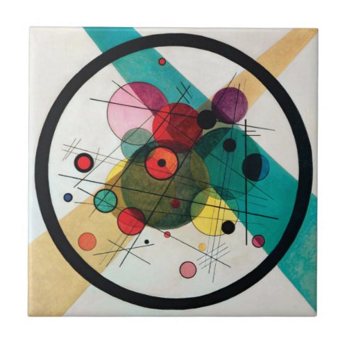 Circles in a Circle by Wassily Kandinsky Ceramic Tile