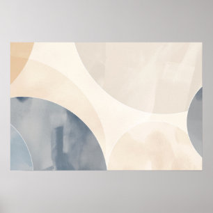 Circles in gray and beige with copy space poster
