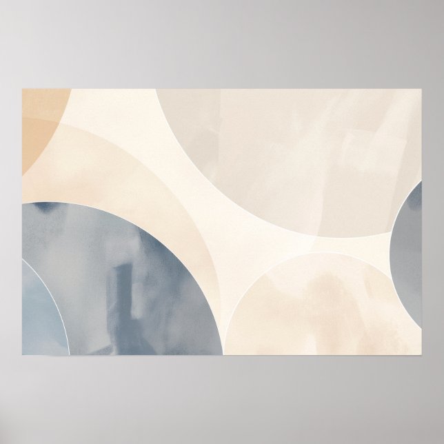 Circles in gray and beige with copy space poster (Front)