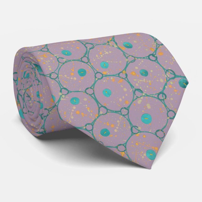 Circles Lavender Pattern Neck Tie (Rolled)