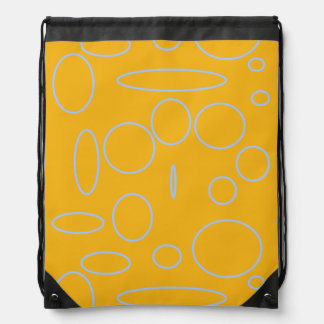 Circles Loops on Orange Geometric  Drawstring Bag